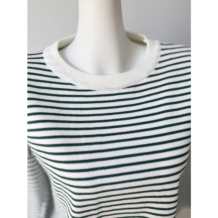 Striped Round Neck Knit Top Apparel and Accessories