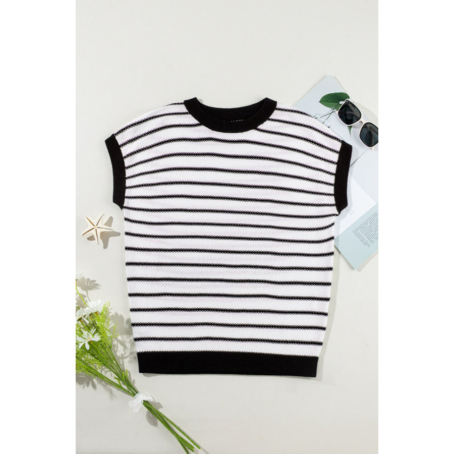 Striped Round Neck Knit Top Apparel and Accessories