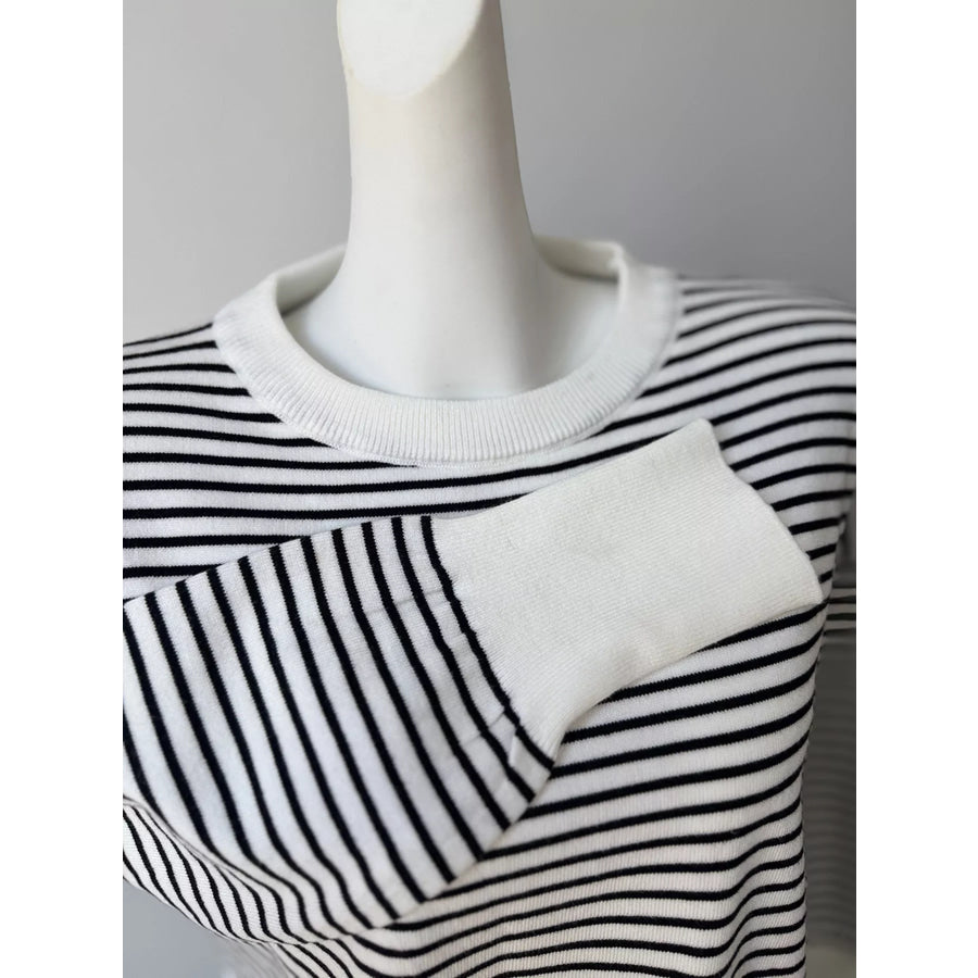 Striped Round Neck Knit Top Apparel and Accessories