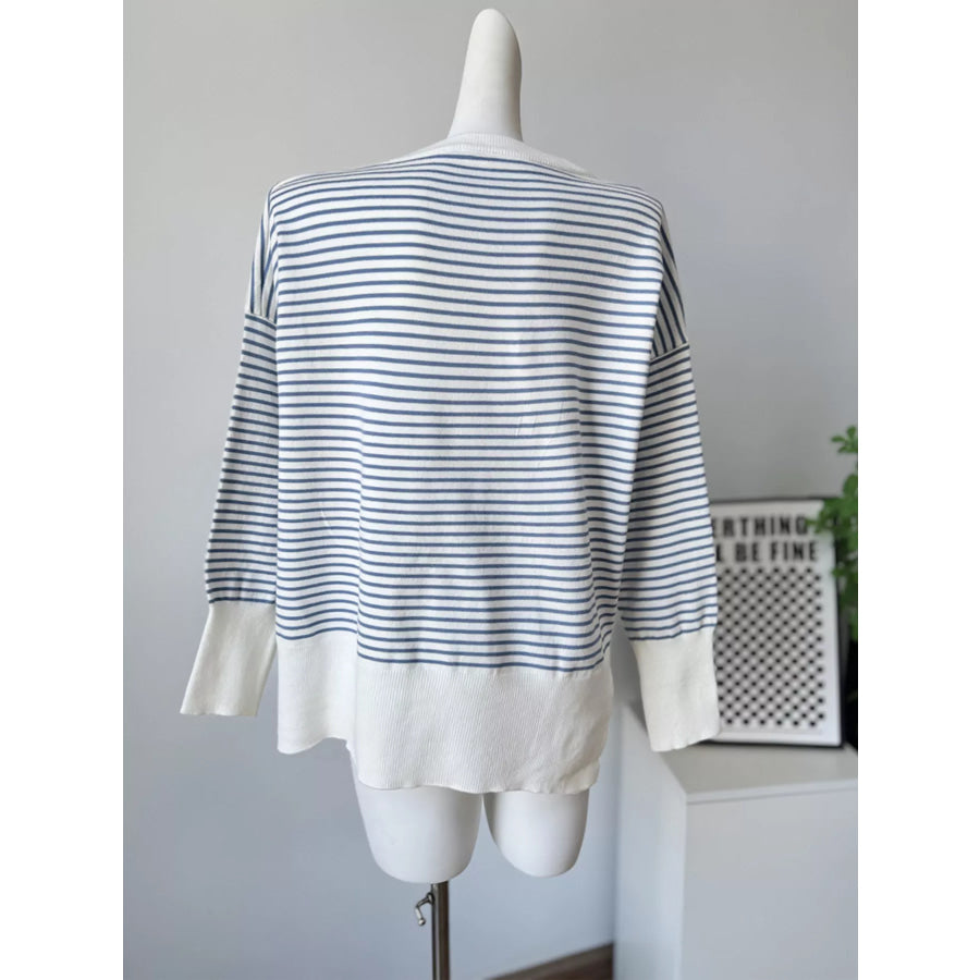 Striped Round Neck Knit Top Apparel and Accessories