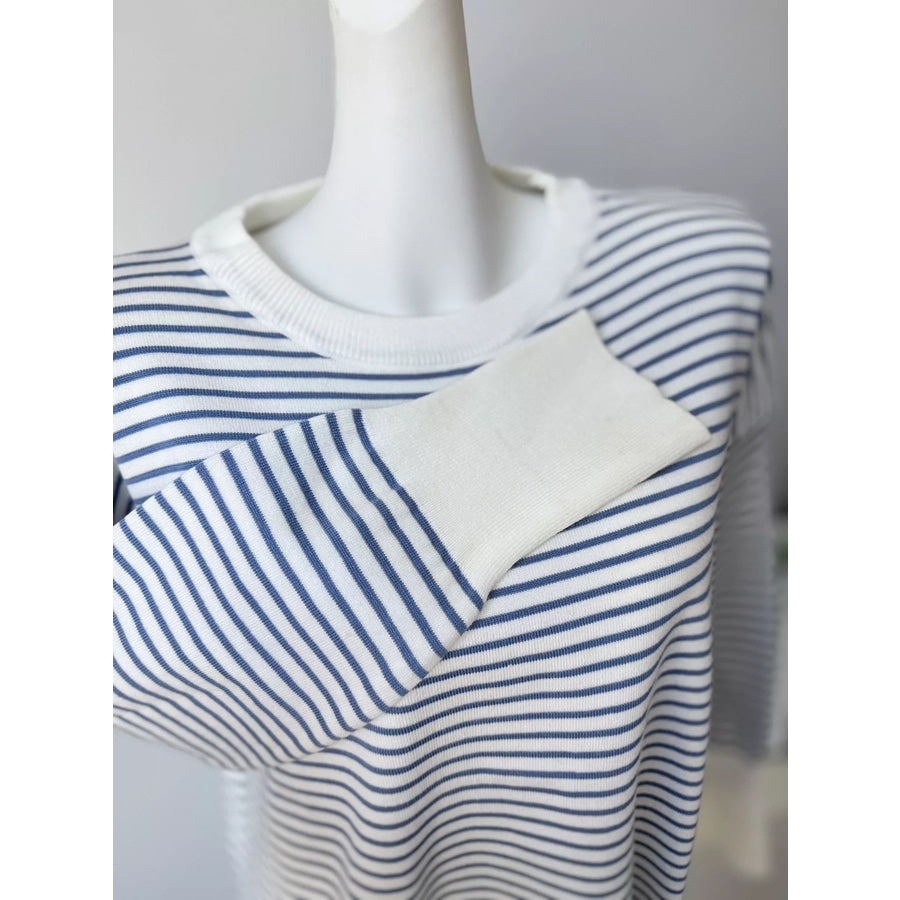 Striped Round Neck Knit Top Apparel and Accessories