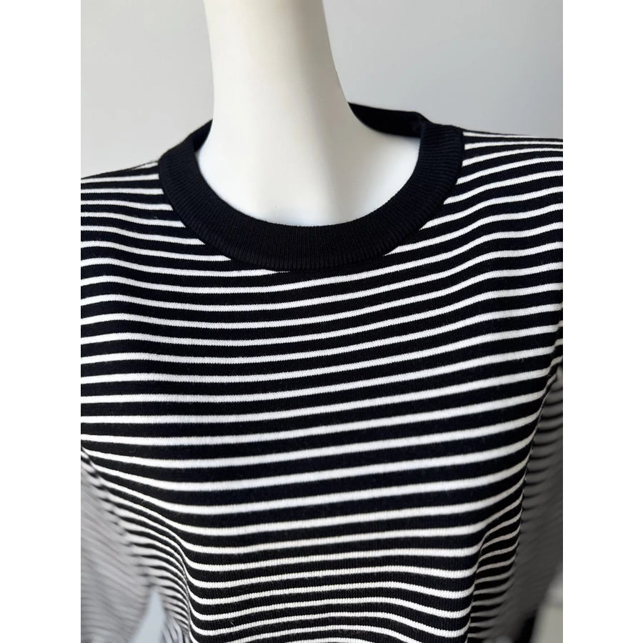 Striped Round Neck Knit Top Apparel and Accessories
