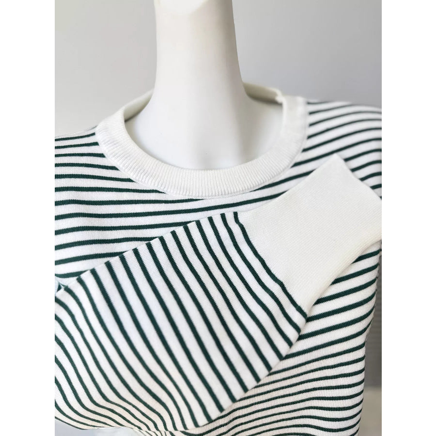 Striped Round Neck Knit Top Apparel and Accessories