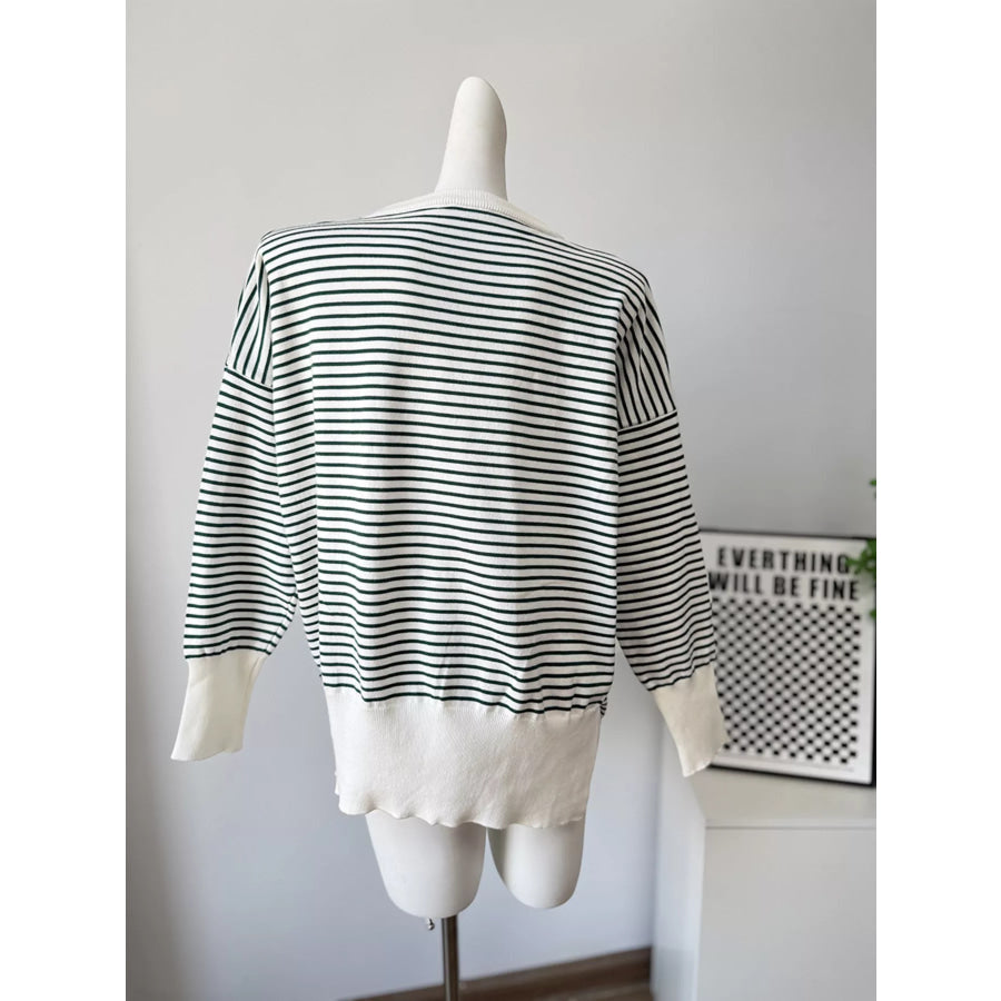 Striped Round Neck Knit Top Apparel and Accessories