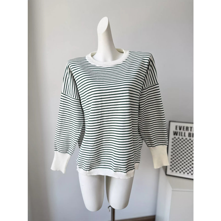 Striped Round Neck Knit Top Apparel and Accessories