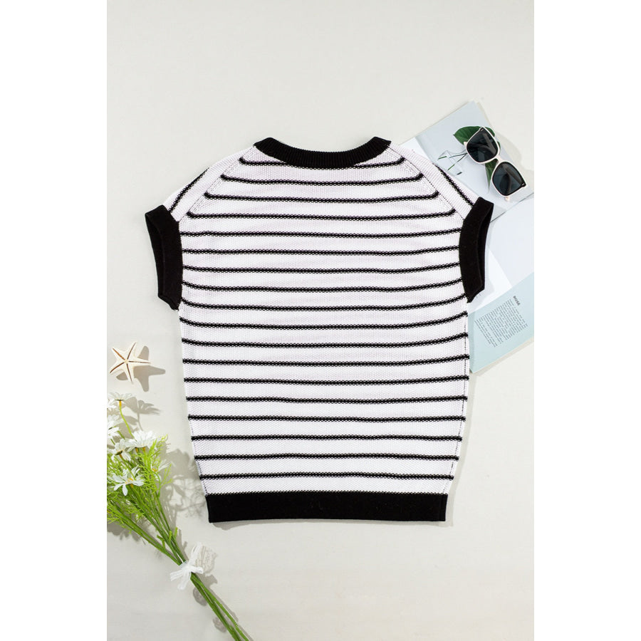 Striped Round Neck Knit Top Apparel and Accessories