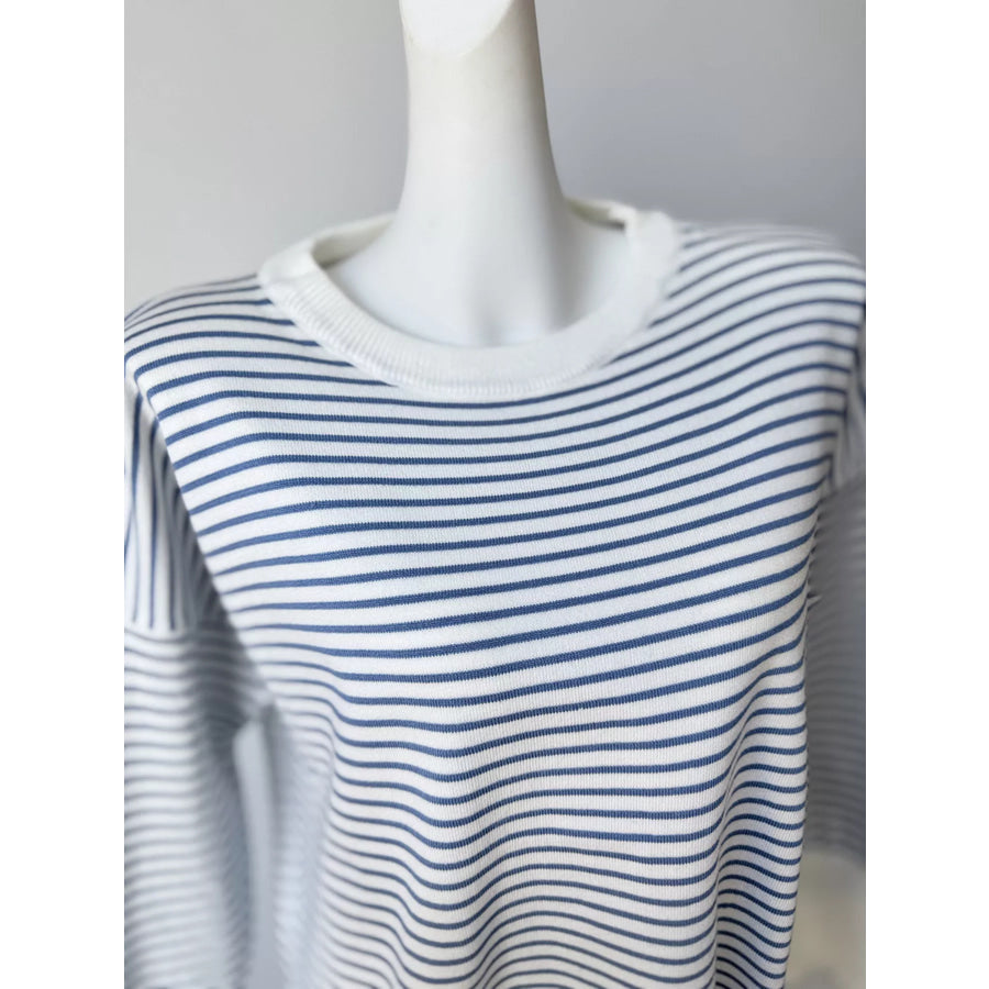 Striped Round Neck Knit Top Apparel and Accessories