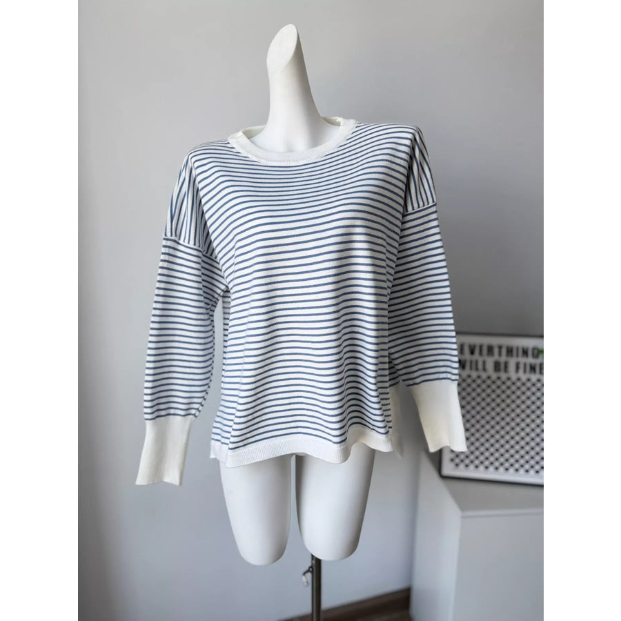 Striped Round Neck Knit Top Apparel and Accessories
