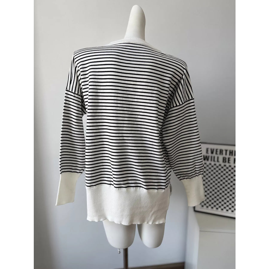 Striped Round Neck Knit Top Apparel and Accessories