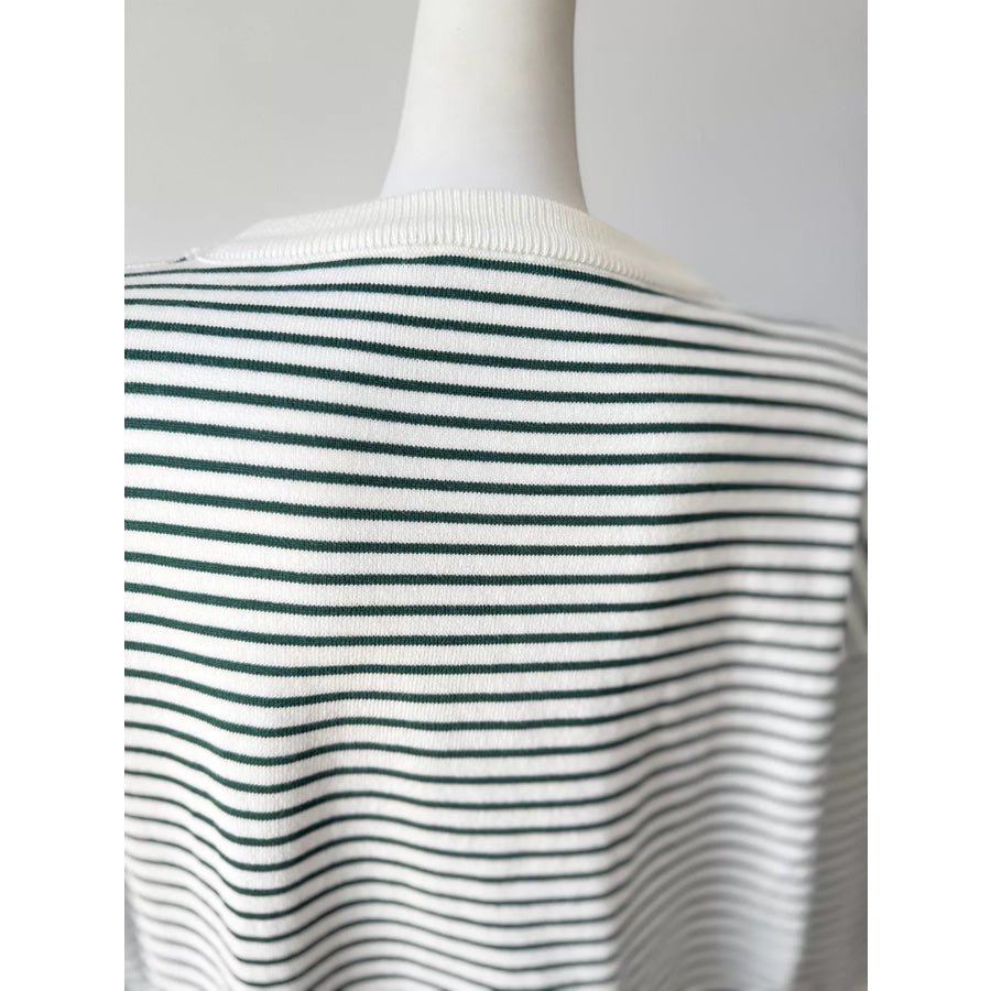Striped Round Neck Knit Top Apparel and Accessories
