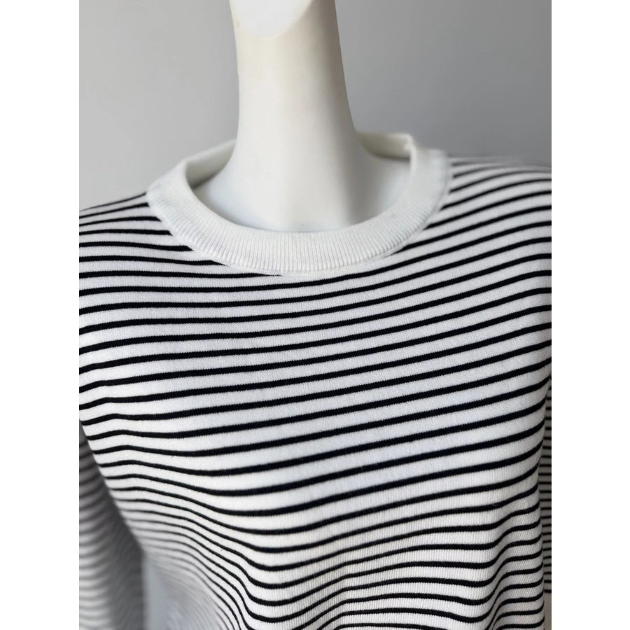Striped Round Neck Knit Top Apparel and Accessories