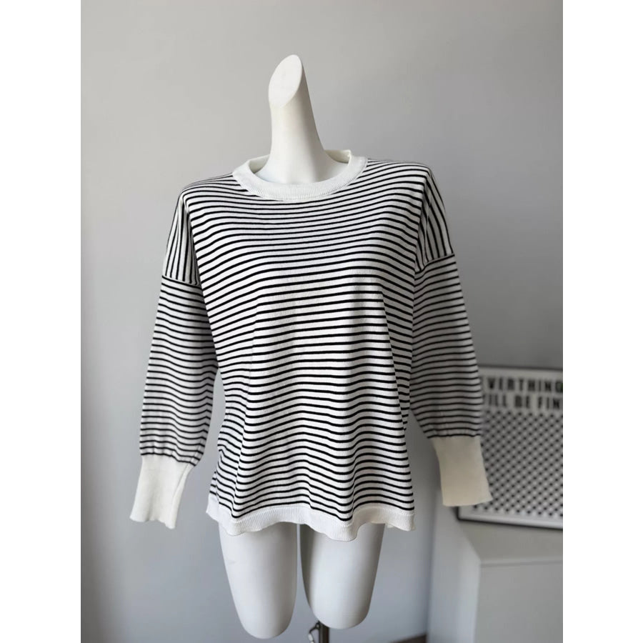 Striped Round Neck Knit Top Apparel and Accessories