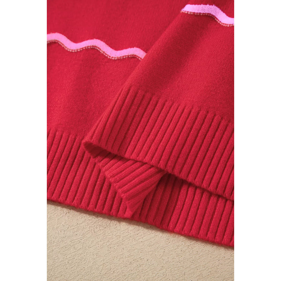 Striped Round Neck Long Sleeve Shift Pullover Sweater Apparel and Accessories