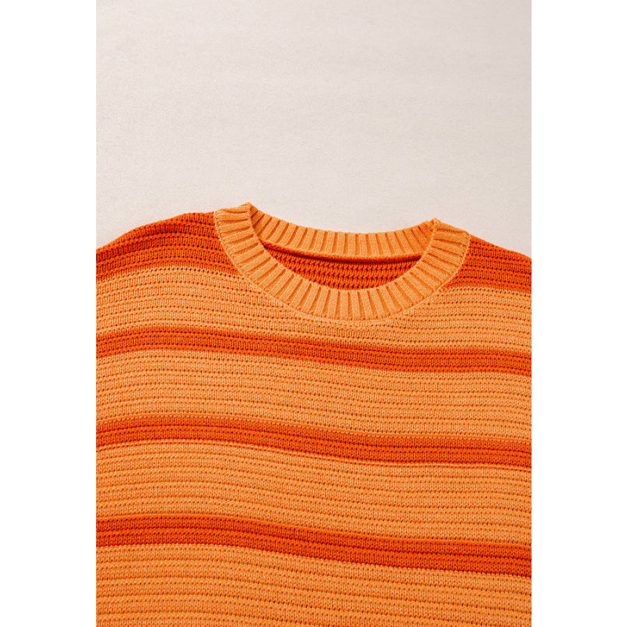 Striped Round Neck Long Sleeve Sweater Apparel and Accessories