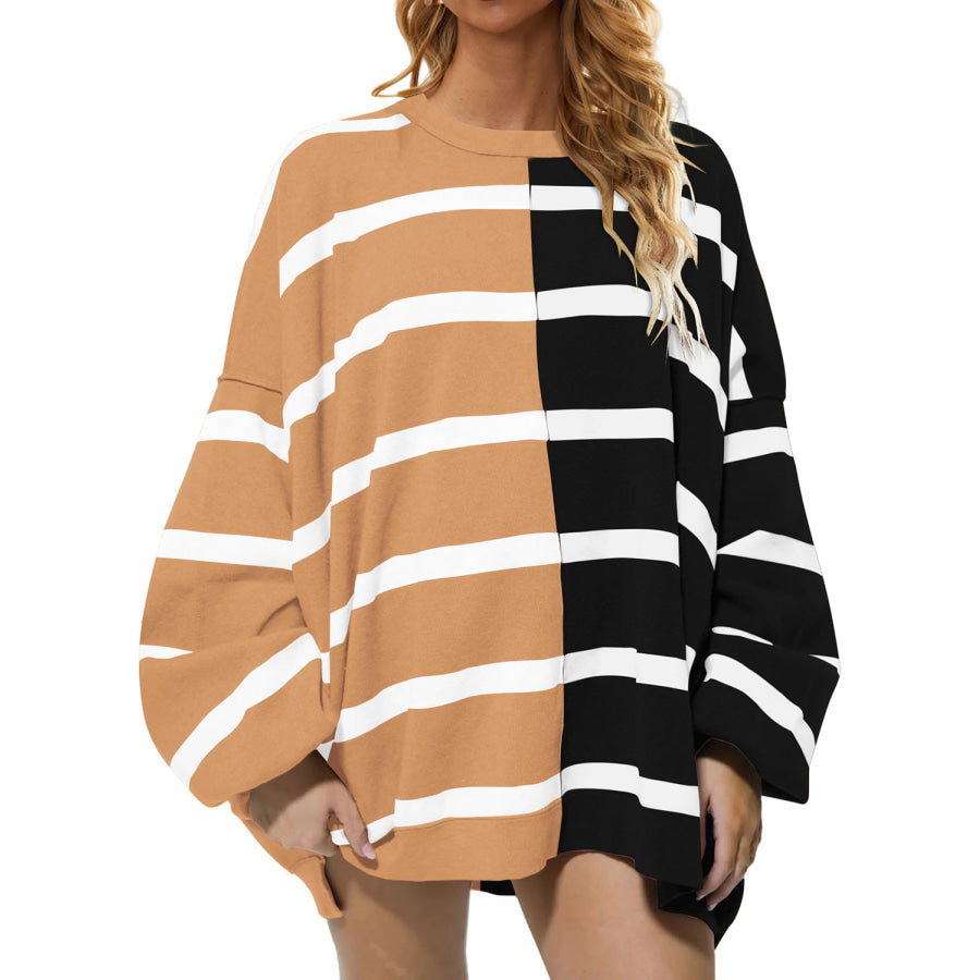 Striped Round Neck Long Sleeve Sweater Apparel and Accessories