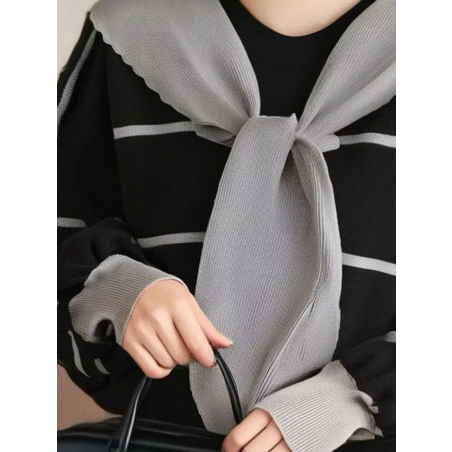 Striped Round Neck Long Sleeve Sweater Apparel and Accessories