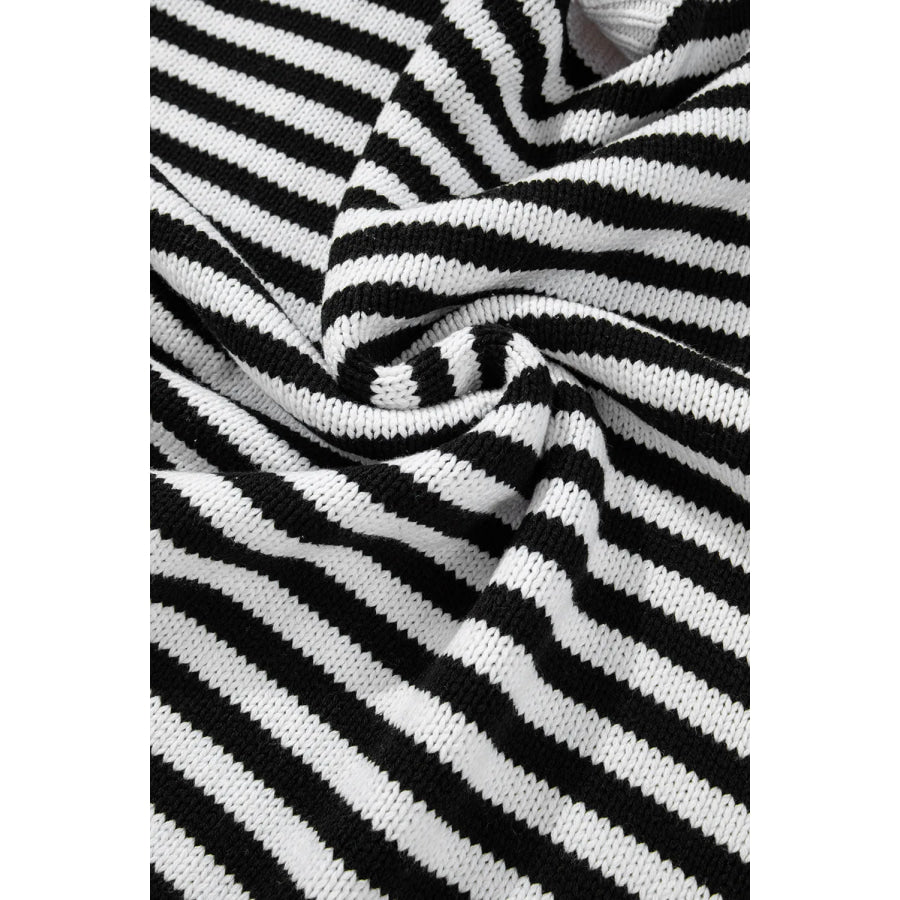 Striped Round Neck Long Sleeve Sweater Apparel and Accessories