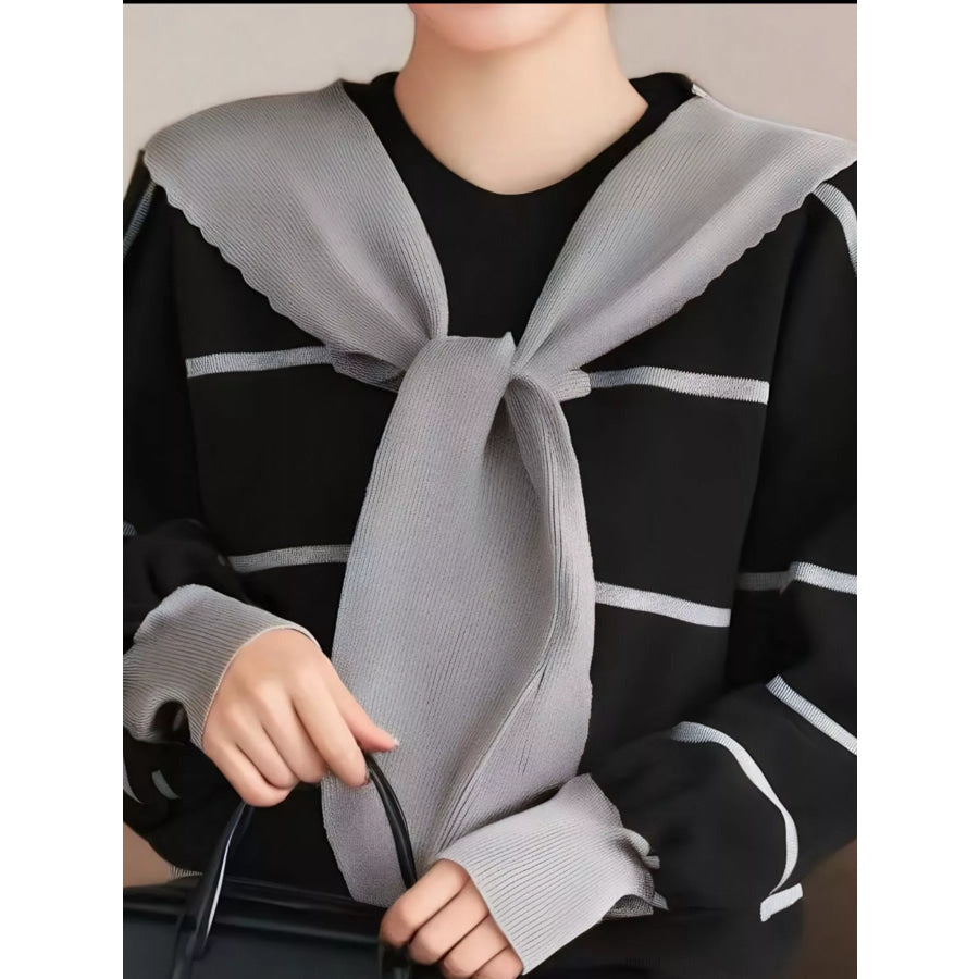 Striped Round Neck Long Sleeve Sweater Apparel and Accessories