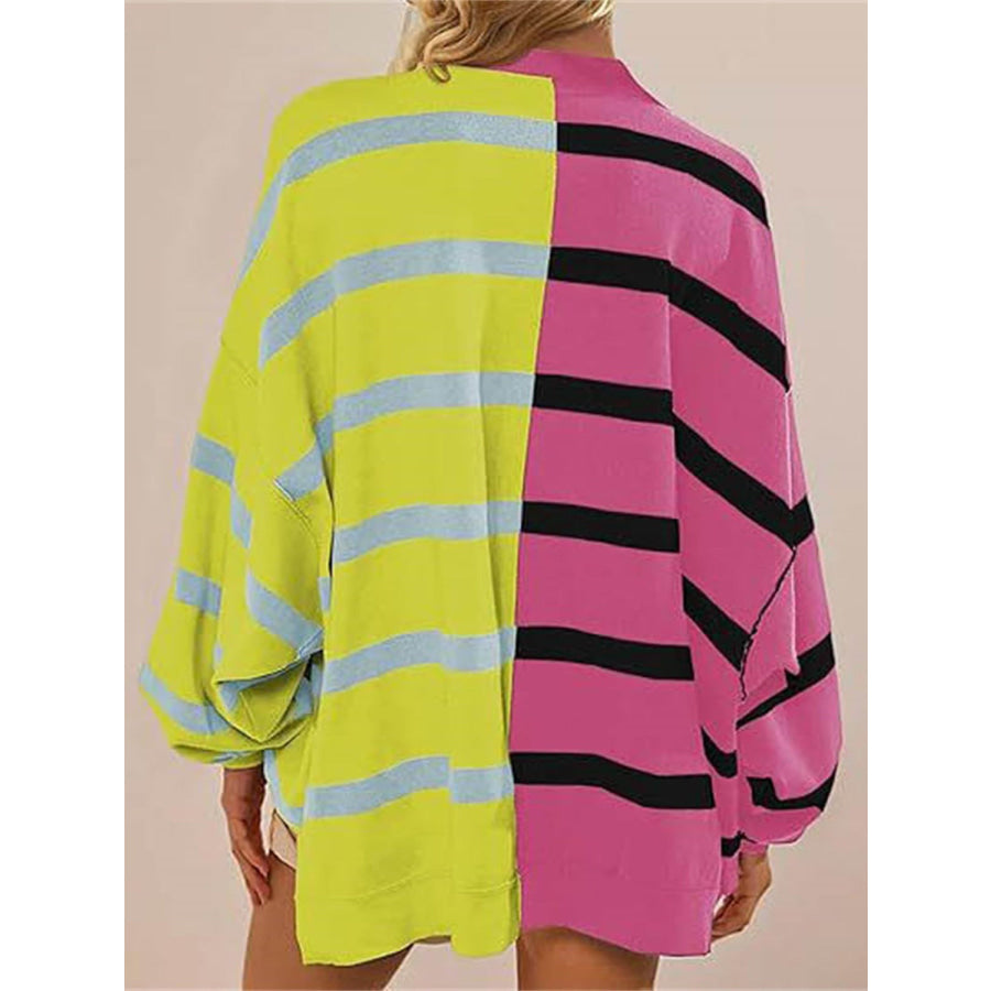 Striped Round Neck Long Sleeve Sweater Apparel and Accessories