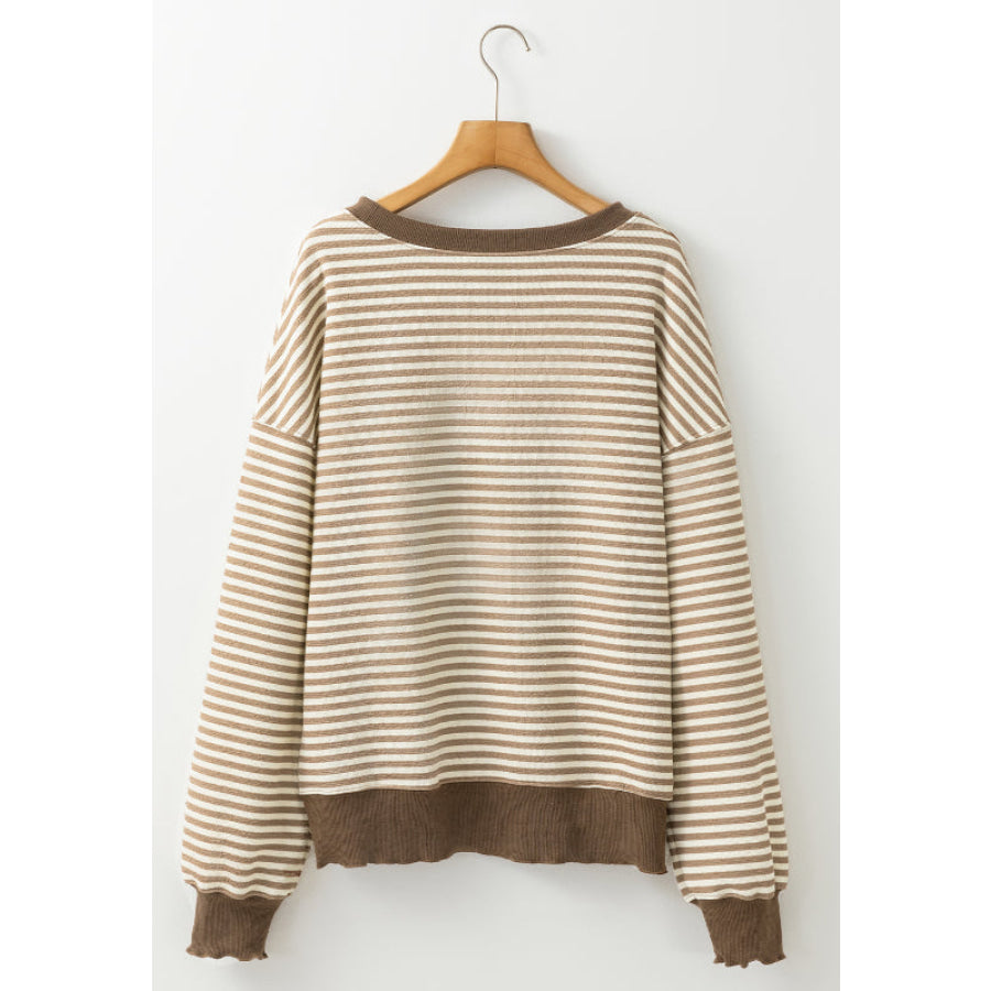 Striped Round Neck Long Sleeve Sweatshirt Apparel and Accessories