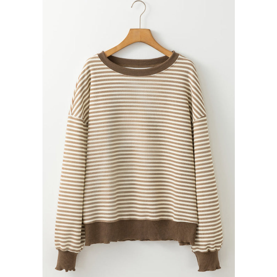 Striped Round Neck Long Sleeve Sweatshirt Apparel and Accessories