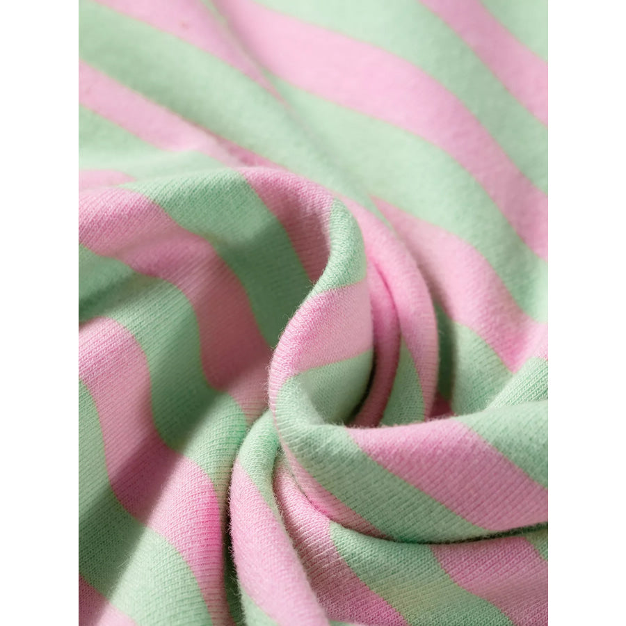 Striped Round Neck Long Sleeve Sweatshirt Apparel and Accessories