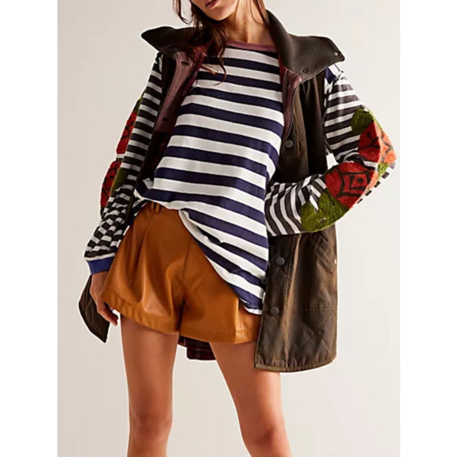 Striped Round Neck Long Sleeve Sweatshirt Apparel and Accessories