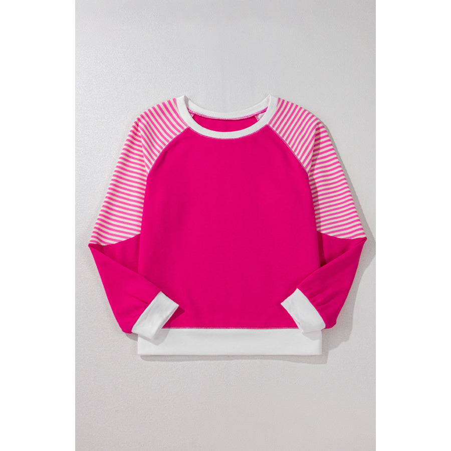 Striped Round Neck Long Sleeve Sweatshirt Apparel and Accessories