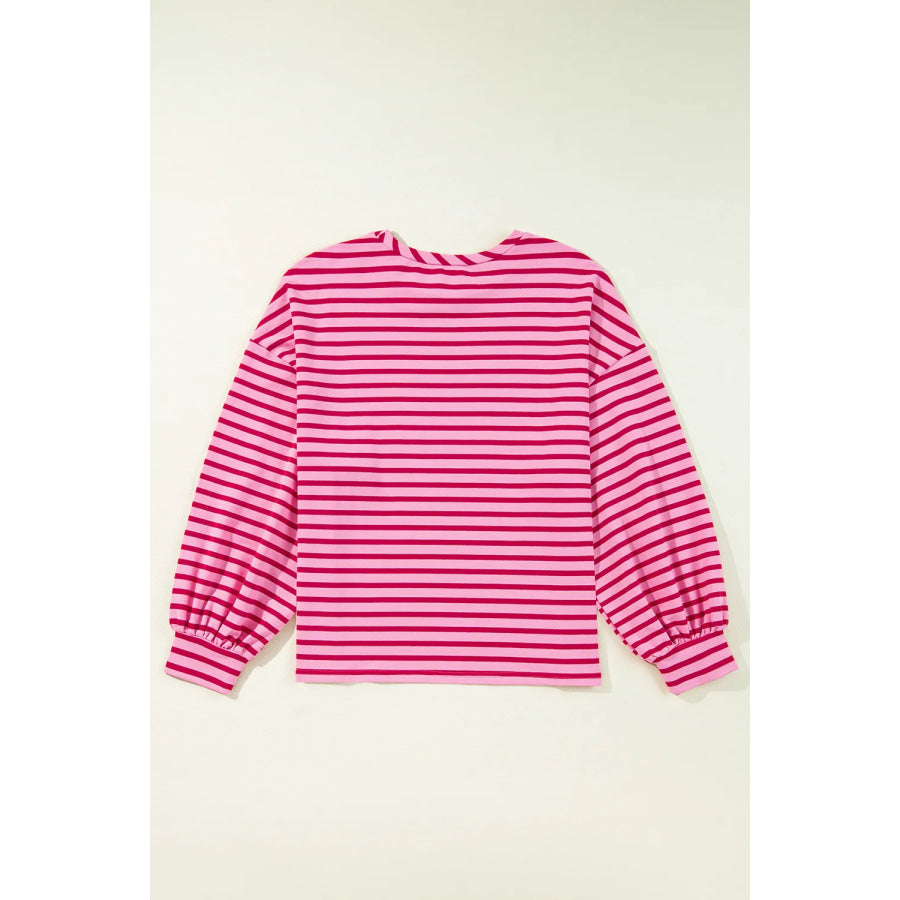 Striped Round Neck Long Sleeve Sweatshirt Apparel and Accessories