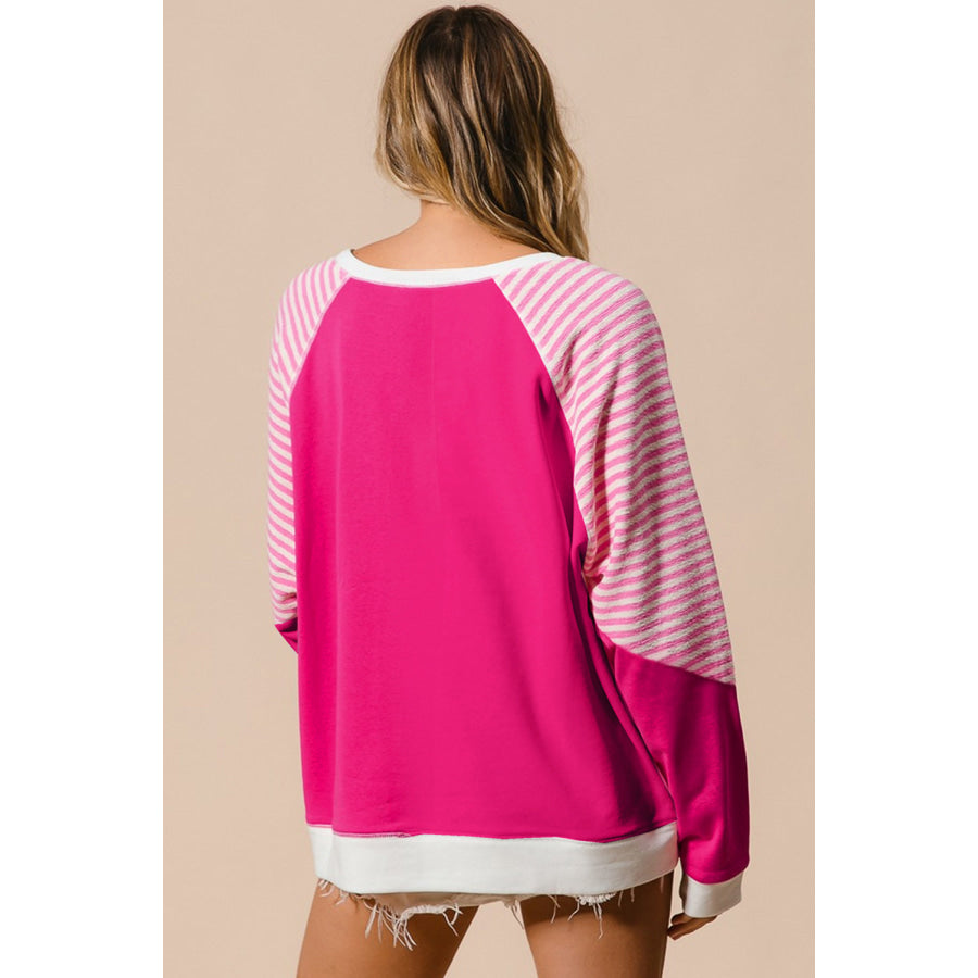 Striped Round Neck Long Sleeve Sweatshirt Apparel and Accessories