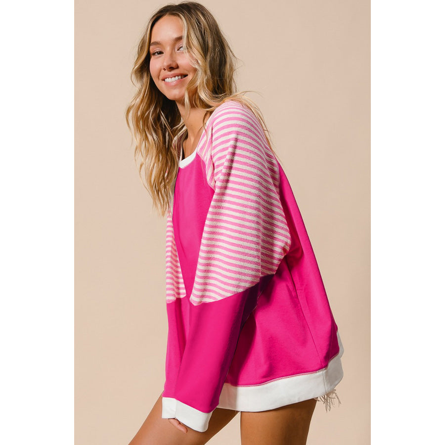 Striped Round Neck Long Sleeve Sweatshirt Apparel and Accessories