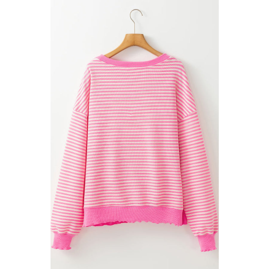 Striped Round Neck Long Sleeve Sweatshirt Apparel and Accessories