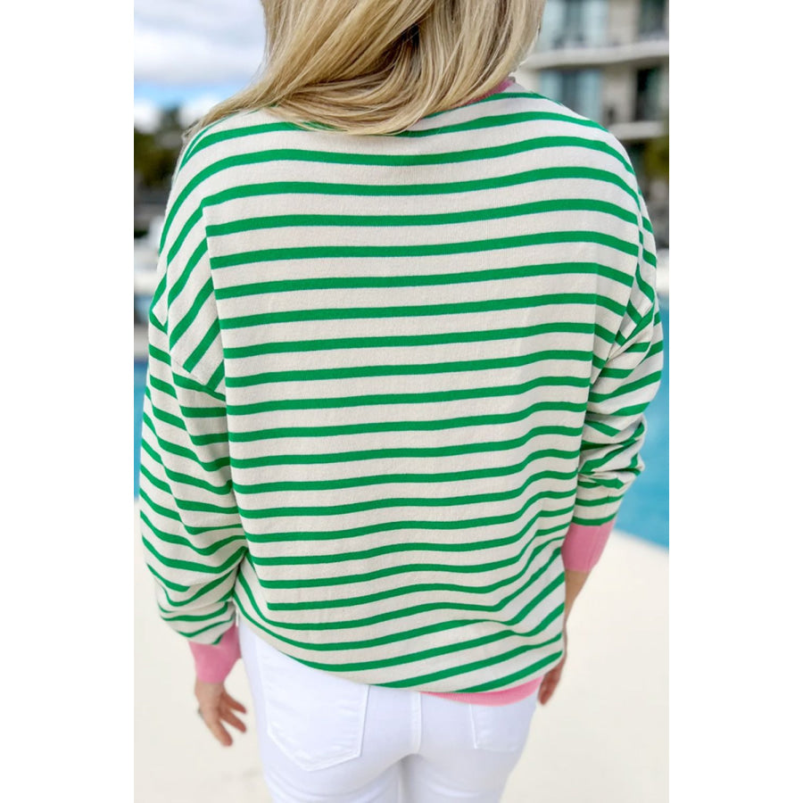 Striped Round Neck Long Sleeve Sweatshirt Apparel and Accessories