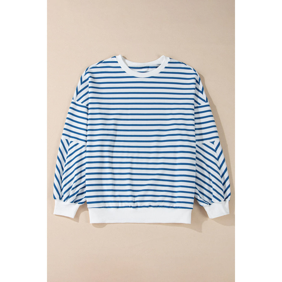 Striped Round Neck Long Sleeve Sweatshirt Apparel and Accessories