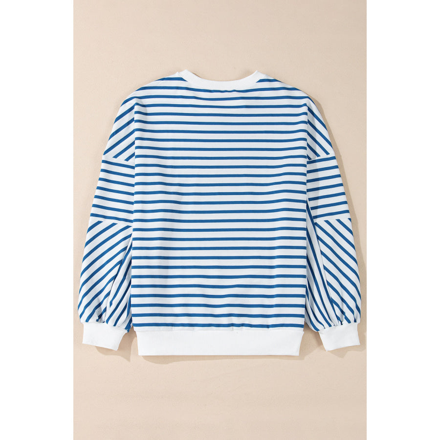 Striped Round Neck Long Sleeve Sweatshirt Apparel and Accessories