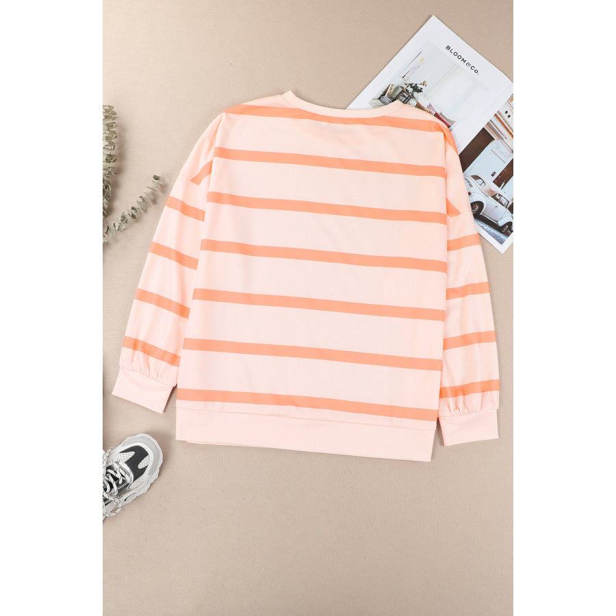 Striped Round Neck Long Sleeve Sweatshirt Apparel and Accessories