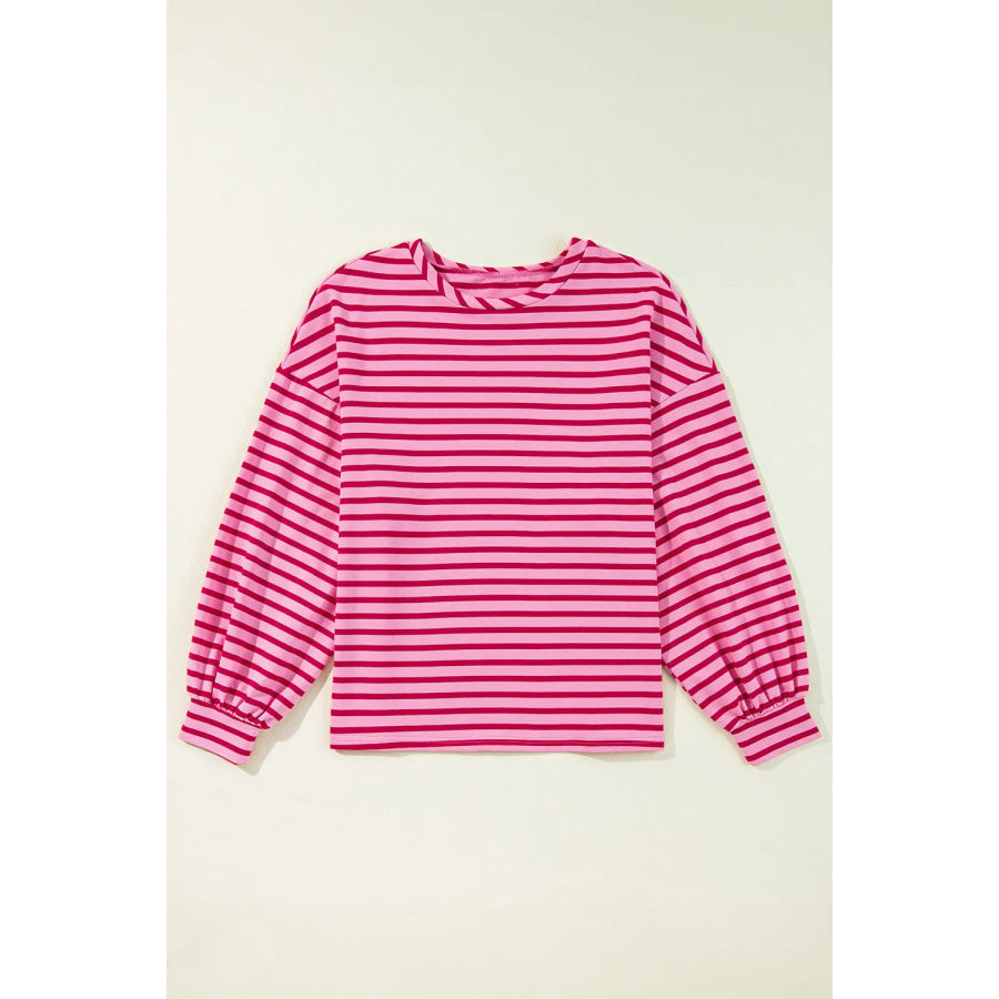 Striped Round Neck Long Sleeve Sweatshirt Apparel and Accessories