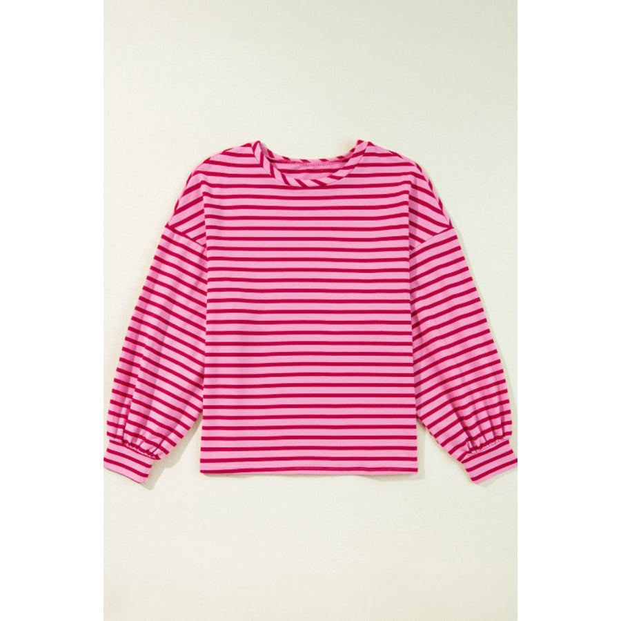 Striped Round Neck Long Sleeve Sweatshirt Apparel and Accessories