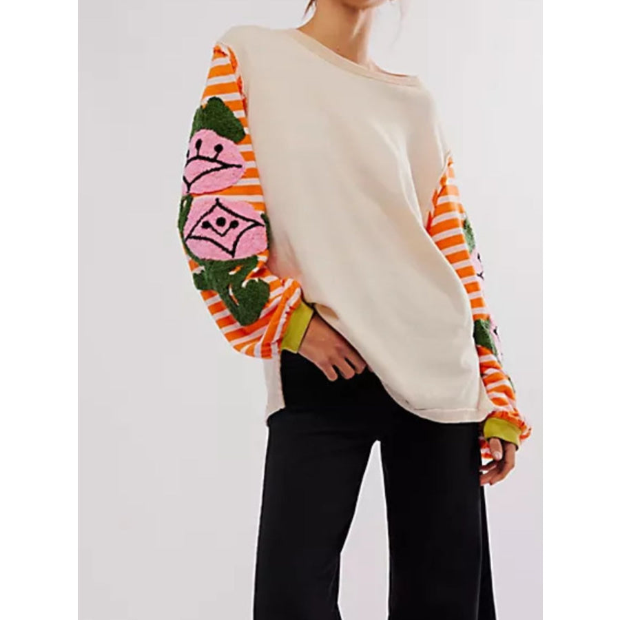 Striped Round Neck Long Sleeve Sweatshirt Apparel and Accessories