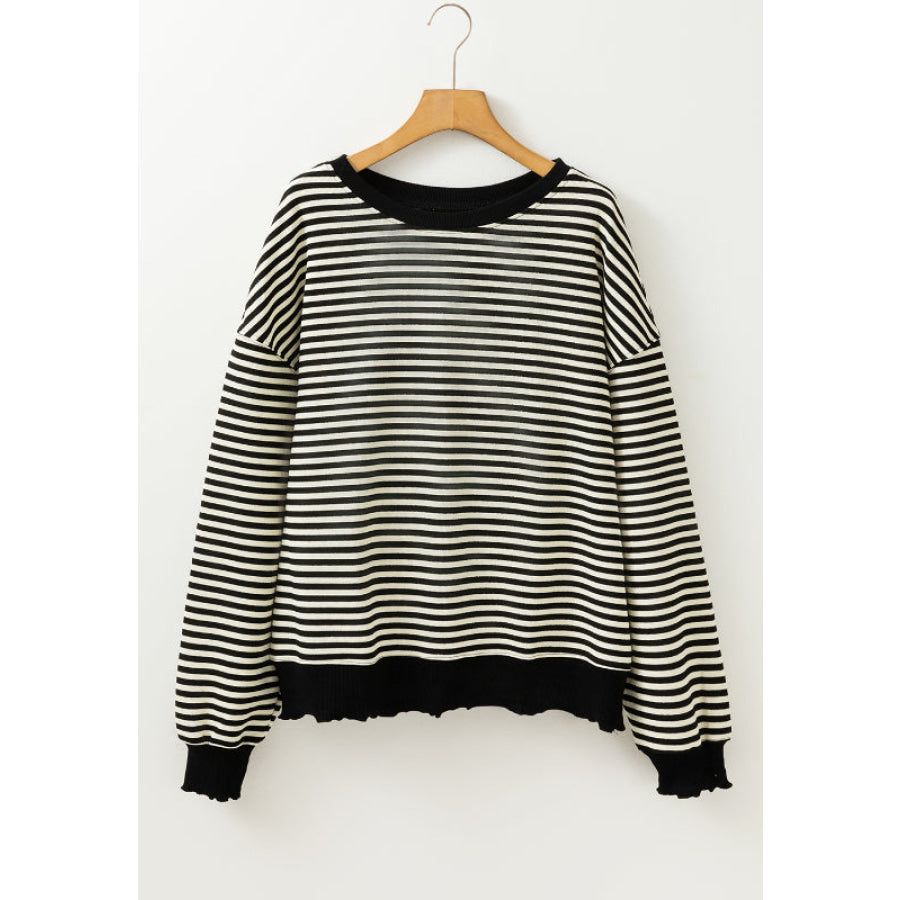 Striped Round Neck Long Sleeve Sweatshirt Apparel and Accessories