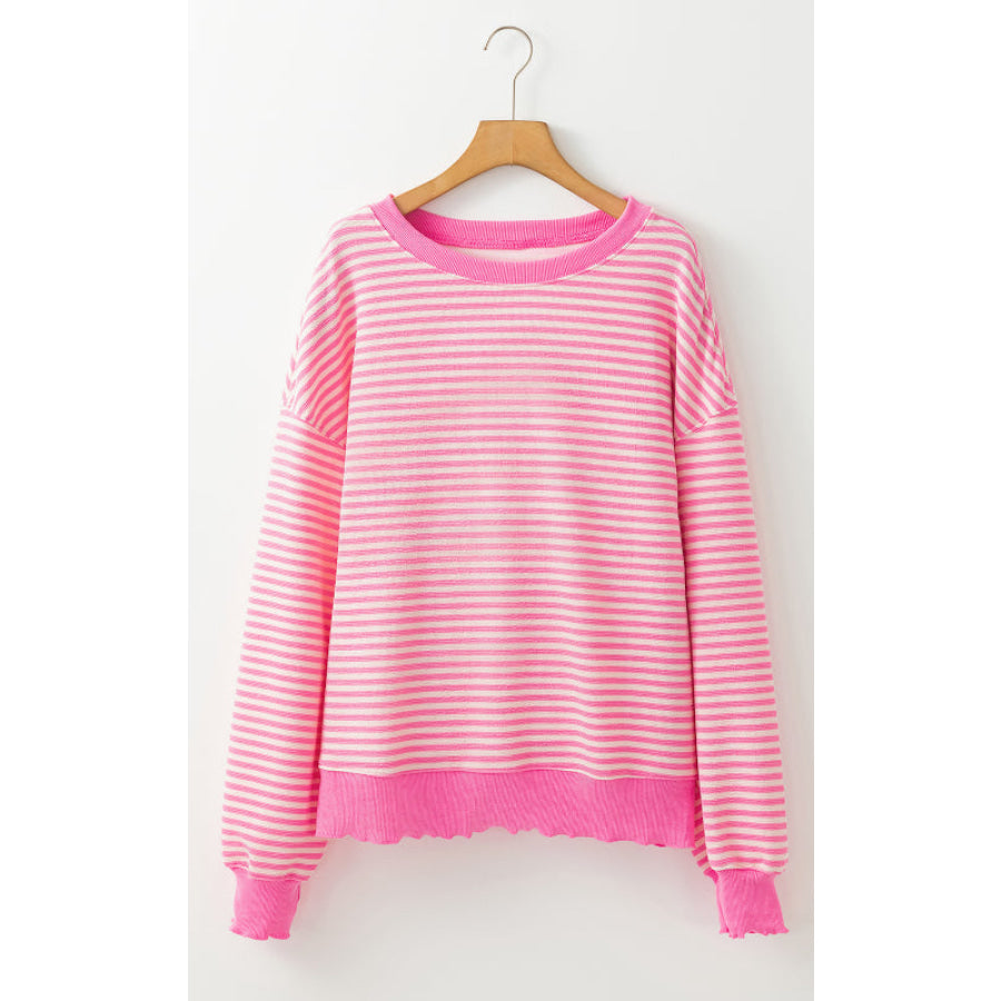 Striped Round Neck Long Sleeve Sweatshirt Apparel and Accessories