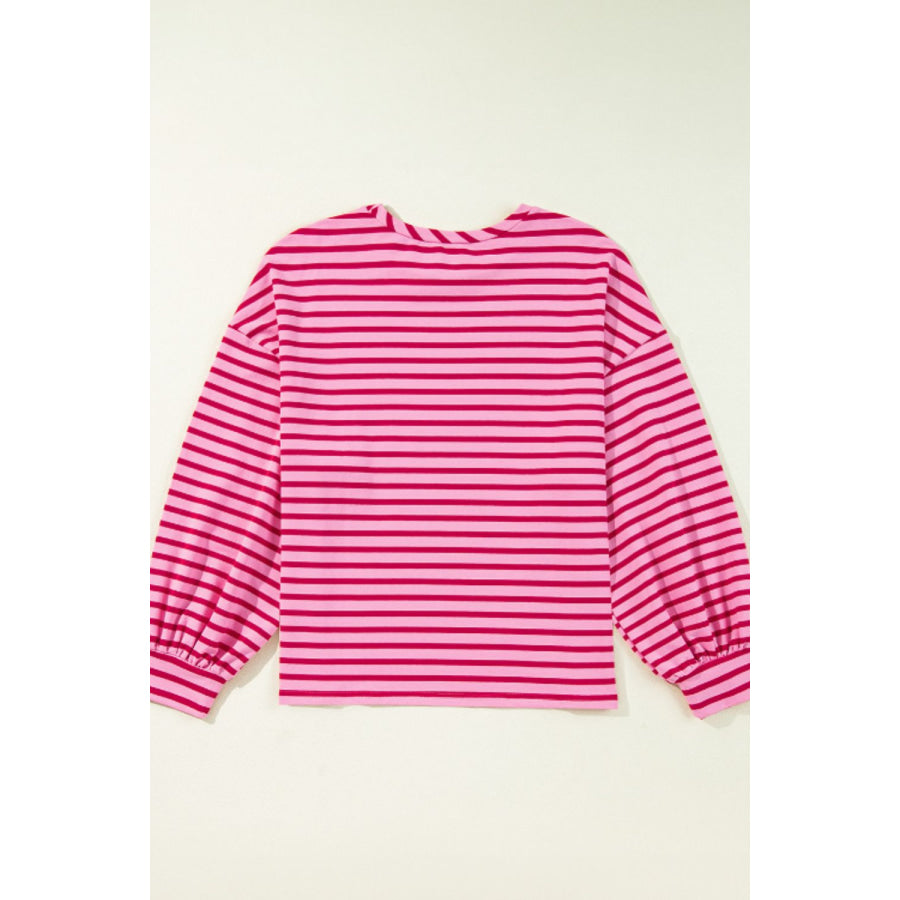 Striped Round Neck Long Sleeve Sweatshirt Apparel and Accessories