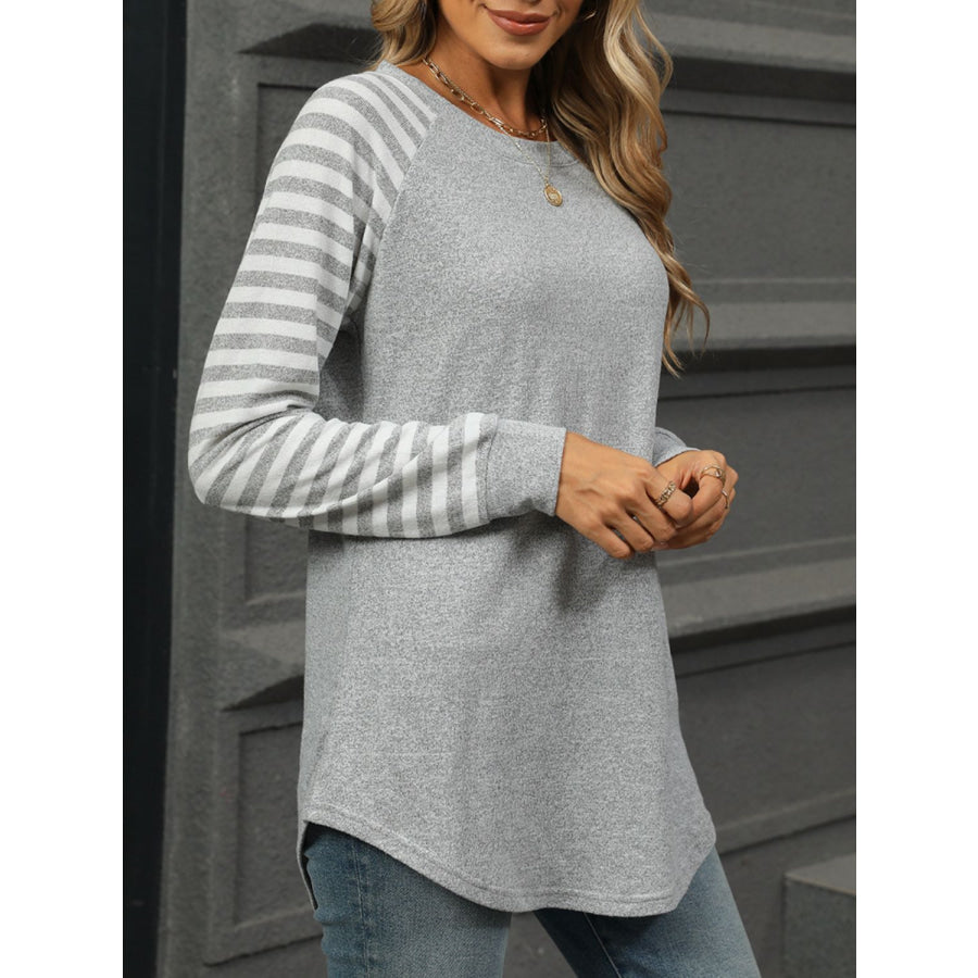 Striped Round Neck Long Sleeve T-Shirt Apparel and Accessories