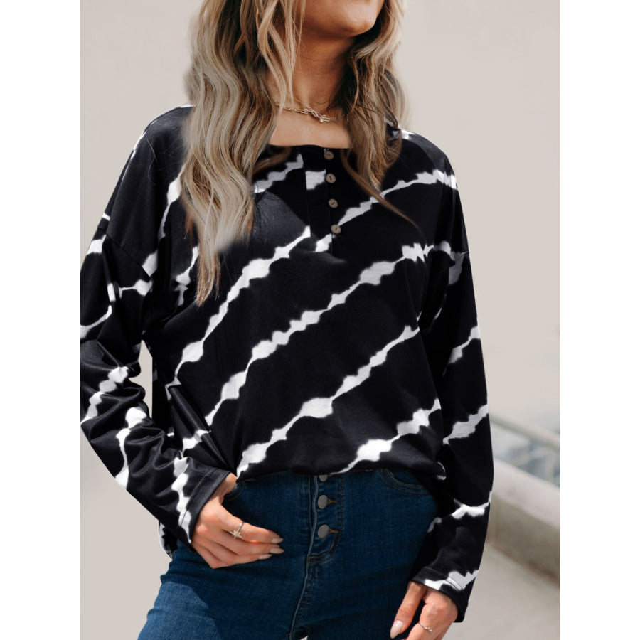 Striped Round Neck Long Sleeve T-Shirt Apparel and Accessories