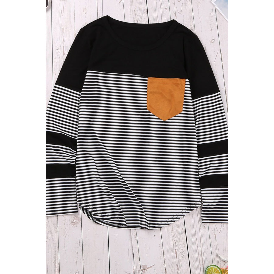 Striped Round Neck Long Sleeve T-Shirt Apparel and Accessories