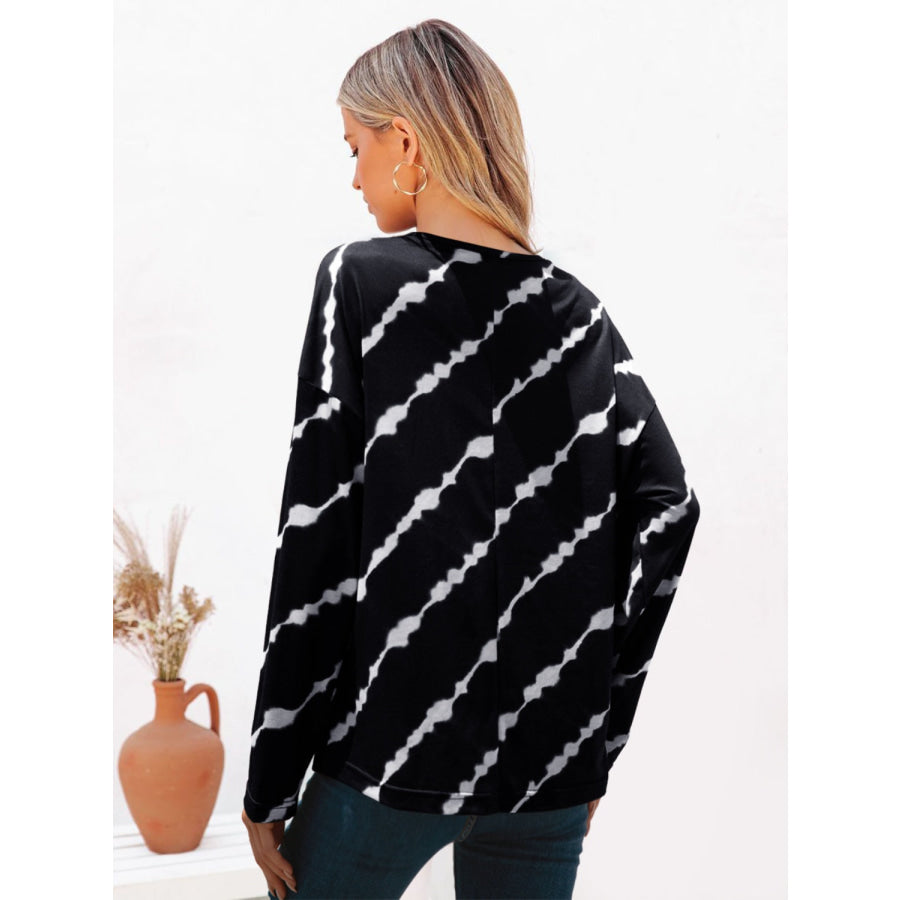 Striped Round Neck Long Sleeve T-Shirt Apparel and Accessories