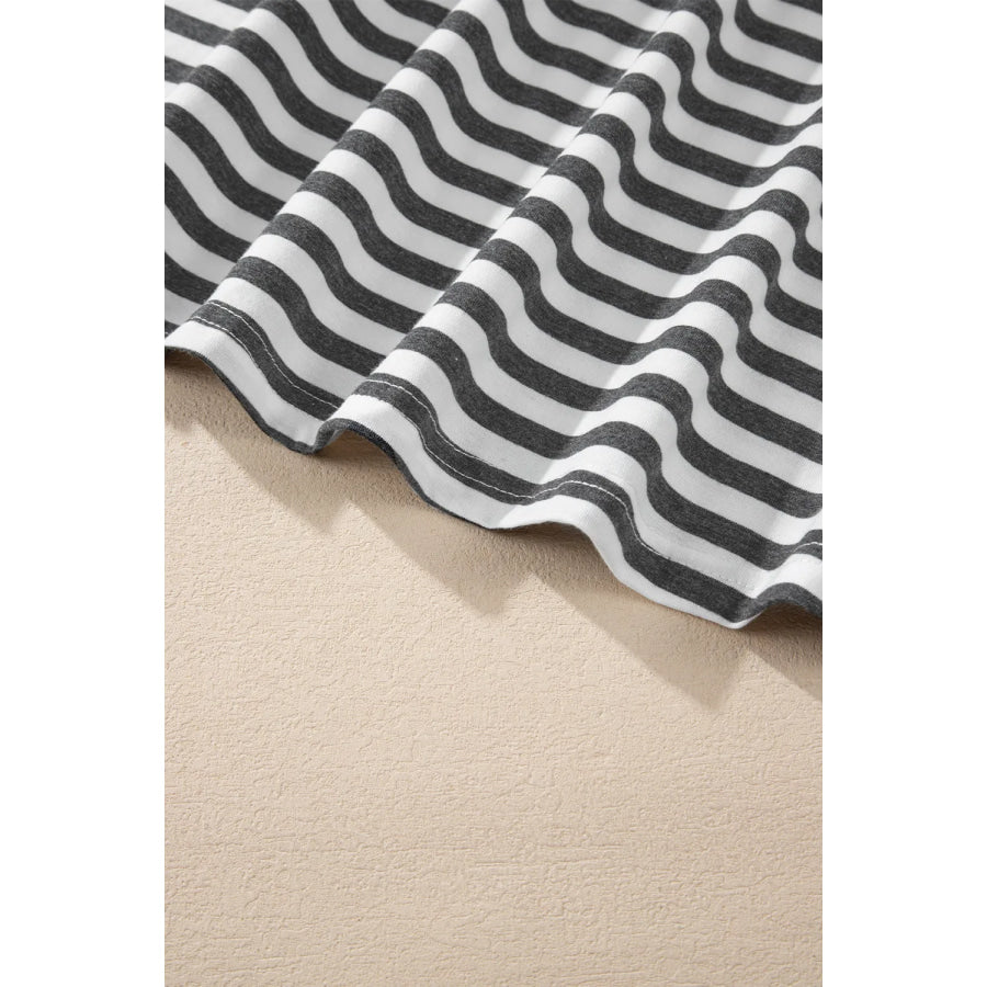 Striped Round Neck Long Sleeve Top Apparel and Accessories