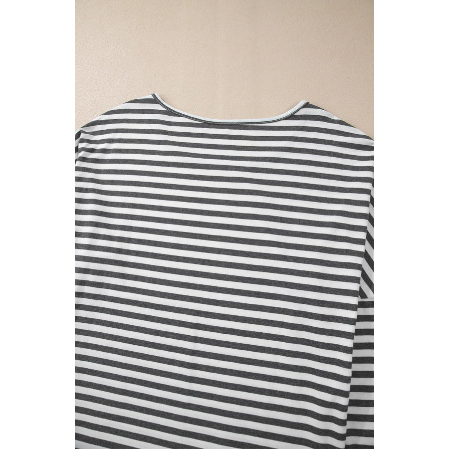 Striped Round Neck Long Sleeve Top Apparel and Accessories