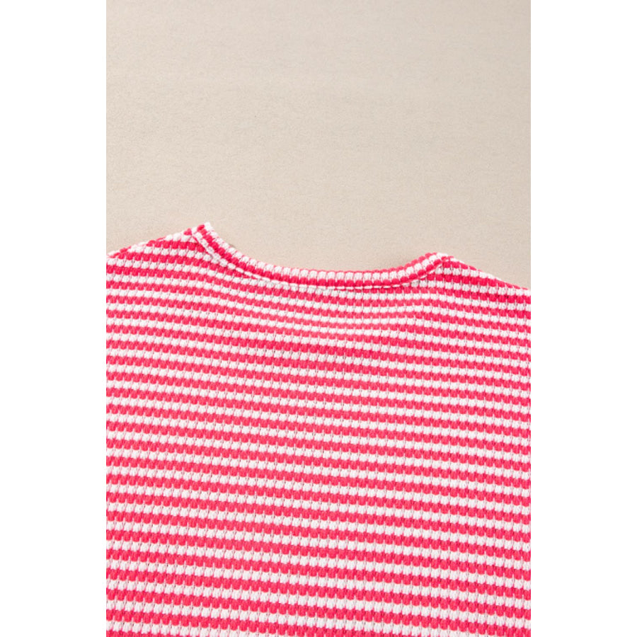 Striped Round Neck Long Sleeve Top Apparel and Accessories