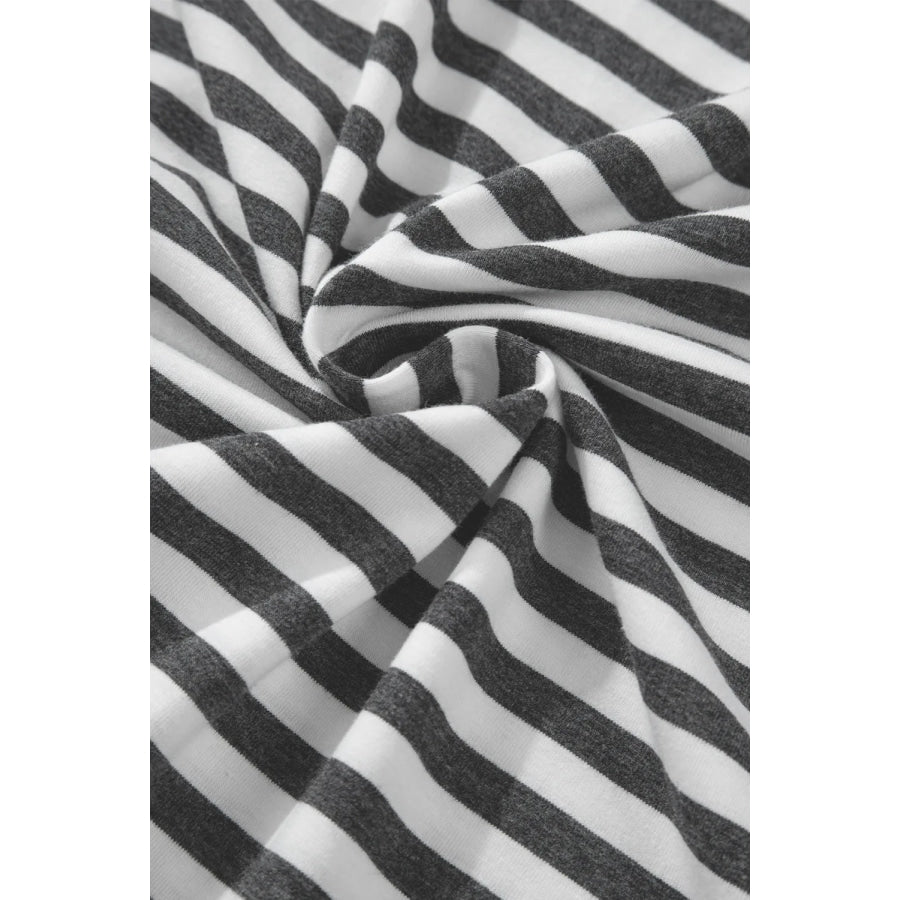 Striped Round Neck Long Sleeve Top Apparel and Accessories